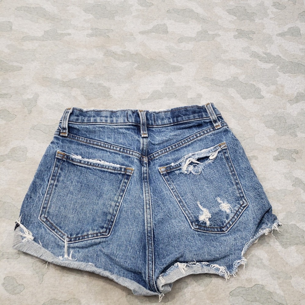 Abercrombie and Fitch Shorts Womens 26/2 Blue High Rise Mom Pockets Denim - Picture 8 of 9